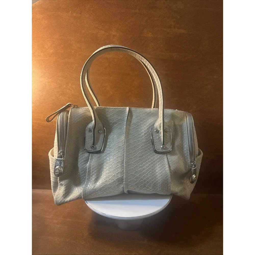 MAKOWSKY BEIGE faint, Green, Silver Tone-Accents, leather/suede SHOULDER/HANDBAG